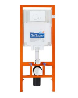 Унитаз подвесной с сиденьем BelBagno LOTO BB070CHR/SC + Система инсталляции для унитазов BelBagno BB002-80  с кнопкой смыва BB014-SR-BI