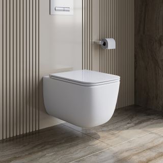 Унитаз подвесной BelBagno безободковый с сиденьем дюропласт soft close, BB076CH-TOR/SC белый