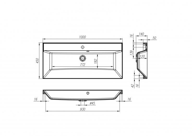 Раковина BelBagno из искусственного мрамора 100см BB1000/450-LV-MR-AST Раковина BelBagno из искусственного мрамора 100см BB1000/450-LV-MR-AST