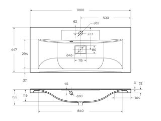 Раковина BelBagno из искусственного мрамора, 1000x455x150, BB1000/445-LV-ART-PR-NERO черный