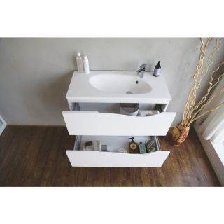 База под керамическую раковину BelBagno подвесная с двумя выкатными ящиками BB1000JH1C/BL-BB13100L Bianco Lucido