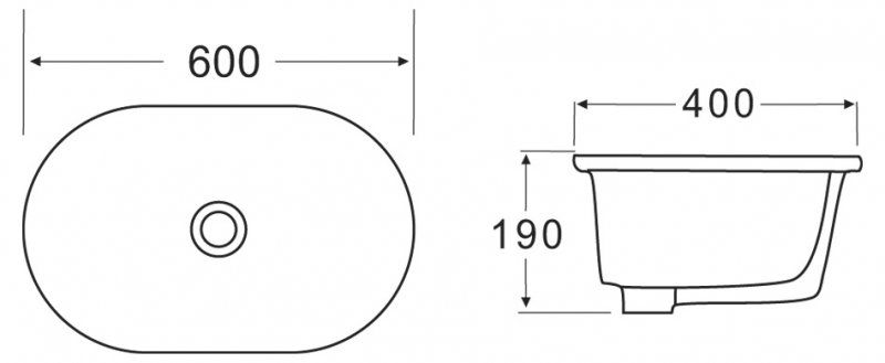 Раковина накладная BelBagno 60см белая  BB1004