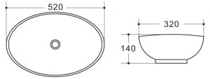 Раковина накладная BelBagno 52см белая  BB1147
