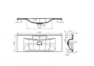 Раковина BelBagno из искусственного мрамора 120см BB1200/450-LV-MR-PR