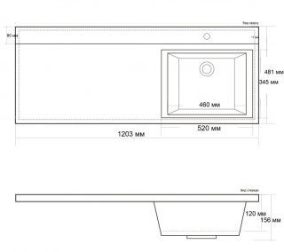 Раковина BelBagno из литьевого мрамора правосторонняя 120см BB1200/480-LV-MR-R Раковина BelBagno из литьевого мрамора правосторонняя 120см BB1200/480-LV-MR-R