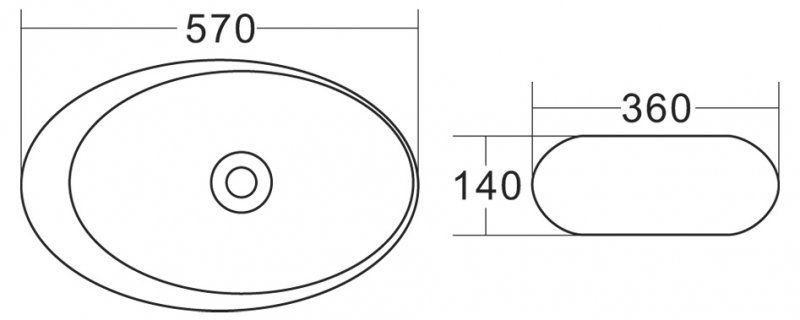 Раковина накладная BelBagno 57см белая BB1396