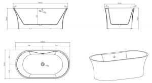 Акриловая ванна BelBagno отдельностоящая, белая BB201-1500-800