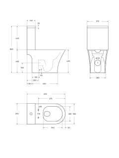 Чаша безободкового унитаза BelBagno с сиденьем дюропласт soft close, P-trap, BB130CPR/SC белый