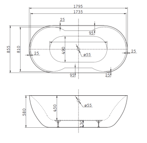 Акриловая ванна BelBagno отдельностоящая, белая 179x85 BB28