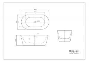 Акриловая ванна BelBagno отдельностоящая, белая 148x79 BB306-1485