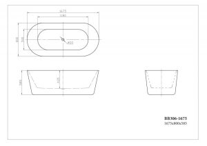 Акриловая ванна BelBagno отдельностоящая, белая 167x78 BB306-1675