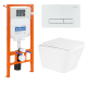 Унитаз подвесной с сиденьем BelBagno DUE BB3103CHR/SC + Система инсталляции для унитазов BelBagno BB002-80  с кнопкой смыва BB018-GV-BI
