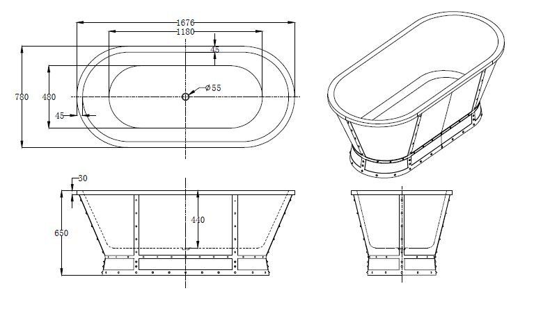 Акриловая ванна BelBagno отдельностоящая, белая 167x78 BB35