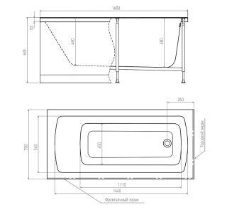 Акриловая ванна Timo Ritta RITTA1670 160x70 см