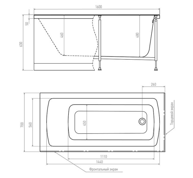 Акриловая ванна Timo Ritta RITTA1670 160x70 см