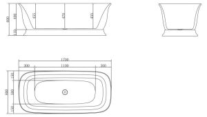 Акриловая ванна BelBagno отдельностоящая, белая BB400-1700-800