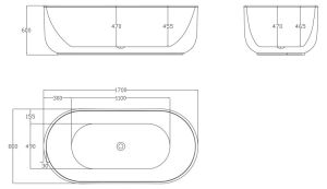 Акриловая ванна BelBagno отдельностоящая, белая BB401-1700-800