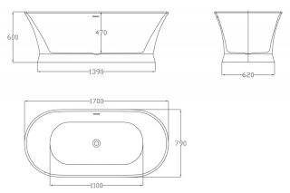 Акриловая ванна BelBagno отдельностоящая, белая BB402-1700-790 Акриловая ванна BelBagno отдельностоящая, белая BB402-1700-790