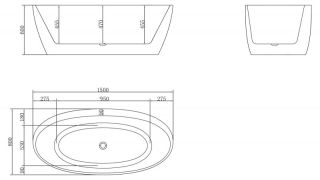 Акриловая ванна BelBagno отдельностоящая, белая BB404-1500-800 Акриловая ванна BelBagno отдельностоящая, белая BB404-1500-800