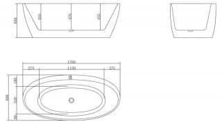 Акриловая ванна BelBagno отдельностоящая, белая BB404-1700-800 Акриловая ванна BelBagno отдельностоящая, белая BB404-1700-800