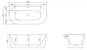 Акриловая ванна BelBagno отдельностоящая, белая BB405-1500-800