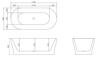 Акриловая ванна BelBagno отдельностоящая, белая BB405-1700-800 Акриловая ванна BelBagno отдельностоящая, белая BB405-1700-800