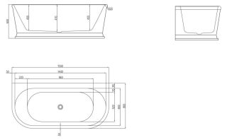 Акриловая ванна BelBagno пристенная, белая BB408-1500-800 Акриловая ванна BelBagno пристенная, белая BB408-1500-800