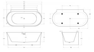 Акриловая ванна BelBagno BB409-1700-800-W/NM