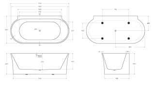 Акриловая ванна BelBagno BB409-1700-800-W/NM Акриловая ванна BelBagno BB409-1700-800-W/NM
