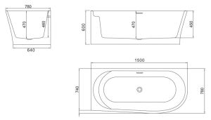 Акриловая ванна BelBagno угловая, левосторонняя, белая BB410-1500-780-L