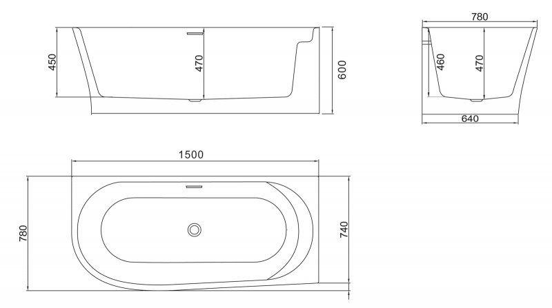 Акриловая ванна BelBagno угловая, правосторонняя, белая BB410-1500-780-R