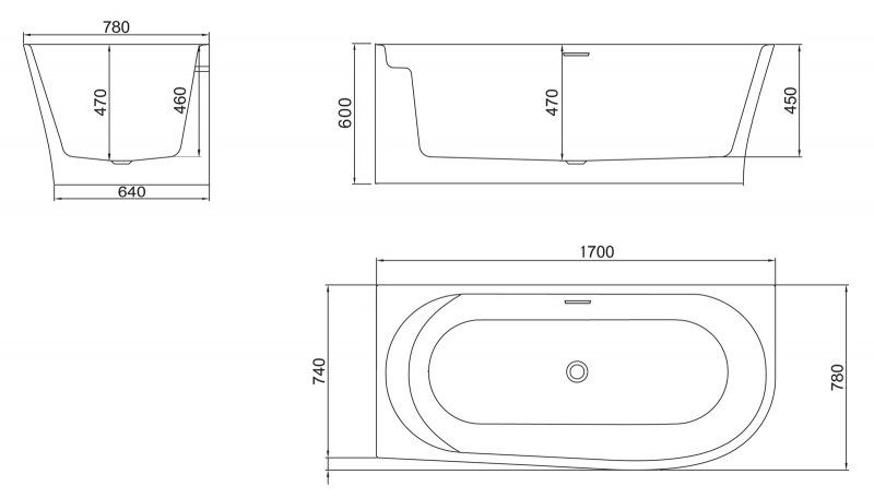 Акриловая ванна BelBagno угловая, левосторонняя, белая BB410-1700-780-L