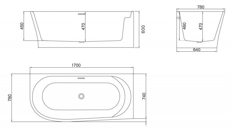 Акриловая ванна BelBagno угловая, правосторонняя, белая BB410-1700-780-R
