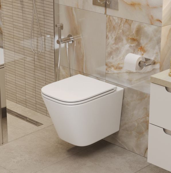 Унитаз подвесной безободковый с сиденьем и смывом TORNADO BelBagno ARDENTE-R BB520CH-TOR/SC