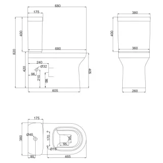 Чаша унитаза BelBagno безободкового, P-trap BB620CPR белый