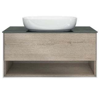 Kerama Marazzi Тумба PLAZA Modern PLB.M.100.1\OAK.O, подвесная 100 см,1 выдвижной ящик и открытая полка, цв.дуб Орегон