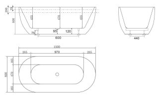 Акриловая ванна BelBagno 150x80см чёрный матовый BB70-1500-800-W/NM