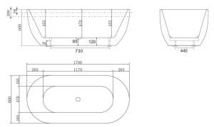 Акриловая ванна BelBagno отдельностоящая, белая BB70-1700-800