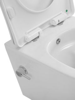 Унитаз подвесной BelBagno безободковый со смывом "Торнадо", с функцией биде и смесителем, с сиденьем дюропласт soft close BB7026CH-TOR-BS/SC