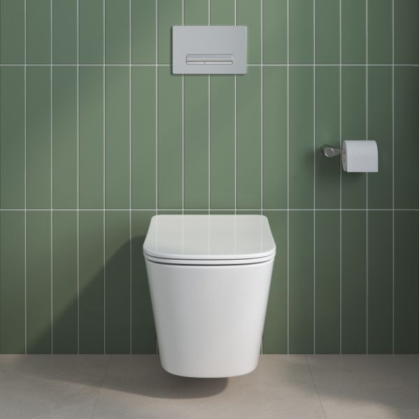 Унитаз подвесной безободковый с сиденьем BelBagno DUE 2.0 BB7107CHR/SC Унитаз подвесной безободковый с сиденьем BelBagno DUE 2.0 BB7107CHR/SC