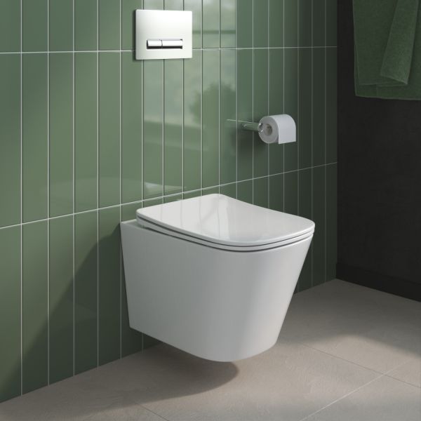 Унитаз подвесной безободковый с сиденьем BelBagno DUE 2.0 BB7107CHR/SC Унитаз подвесной безободковый с сиденьем BelBagno DUE 2.0 BB7107CHR/SC