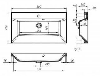 Раковина BelBagno из искусственного мрамора,  800x450x150, BB800/450-LV-ART-AST-NERO черный матовый