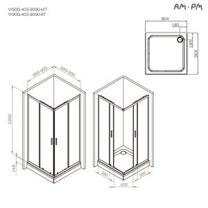 Душевой уголок Am.Pm Gem W90G-403-9090MT 90x90 см без поддона хром матовый