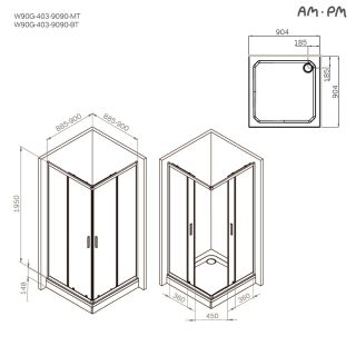 Душевой уголок Am.Pm Gem W90G-403-9090MT 90x90 см без поддона хром матовый