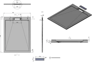 Душевой поддон Esbano ESP-LX119G 110×90 см серый