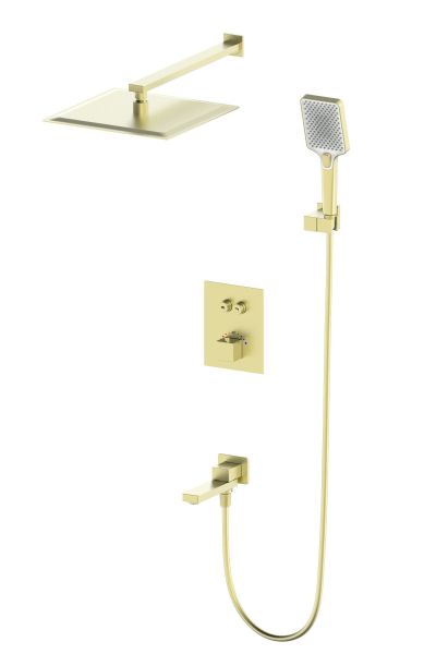 Душевой комплект Wonzon & Woghand WW-88929003-BG с термостатом брашированное золото