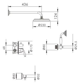 Душевая система Rose R0235H чёрный матовый Душевая система Rose R0235H чёрный матовый