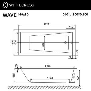 Гидромассажная ванна Whitecross Wave 0101.160080.100.SOFT.GL 160x80см Soft золото