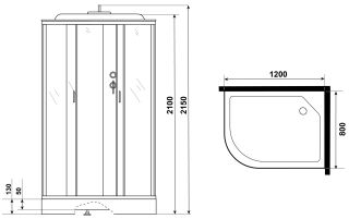 Душевая кабина Niagara NG-3512-14RG с гидромассажем 120x80см серебро/тонированное