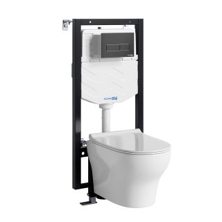 Система инсталляции с унитазом WasserKRAFT Vils 56TLT.010.ME.MB03.H001 кнопка смыва чёрный матовый